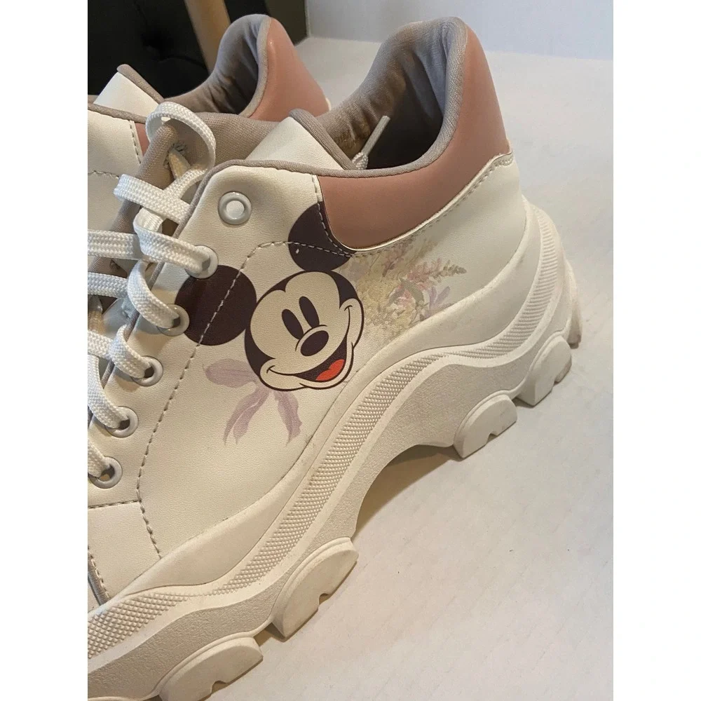 Kronikel Disney Mickey Minnie Mouse White Platform Chunky Lug Sole Sneakers 41